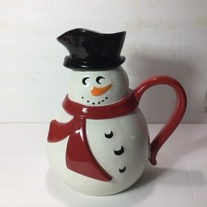 HAPPY SNOWMAN CERAMIC PITCHER